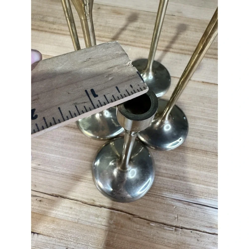 Brass & Copper Collection Cobalt Candlestick‎ Holders Set 5 Gold MCM Vintage